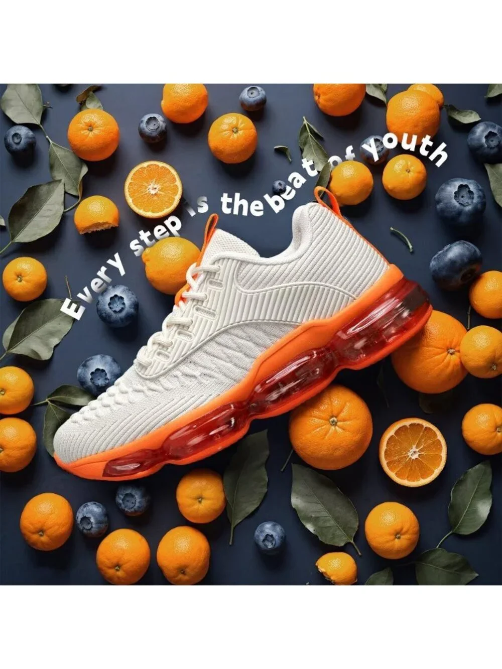 Women's Beige Orange Air Cushion Basketball Breathable Trainers Sneaker Shoes